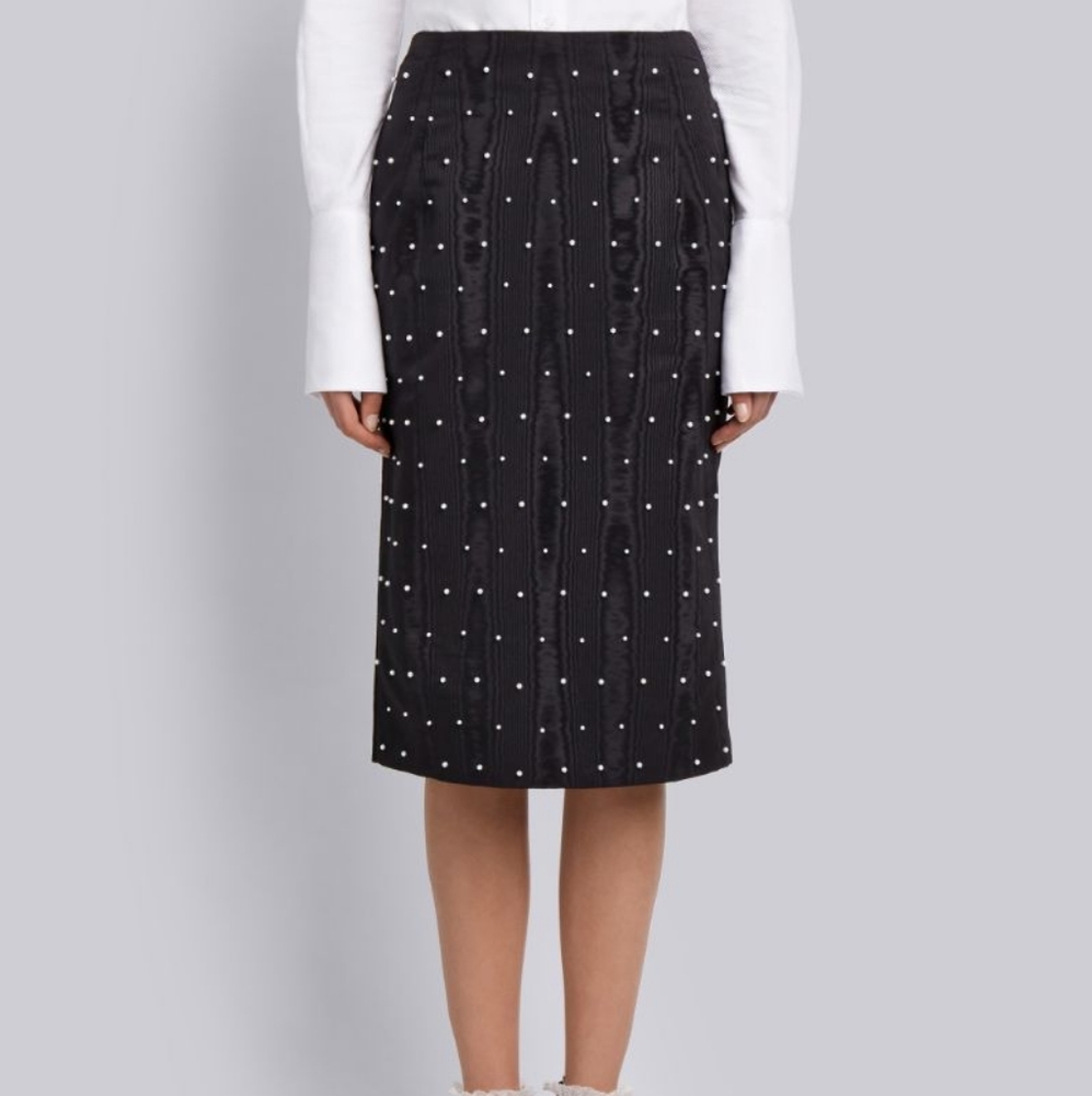 Thom Browne Pearl Embroidered Pencil Skirt Sz. 42